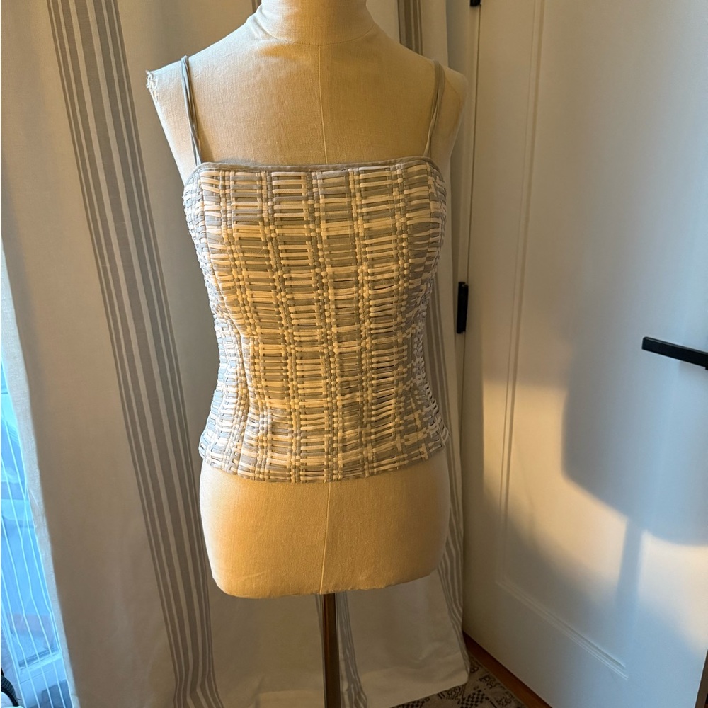 Amazing Silk blue/gray and White Woven Bustier